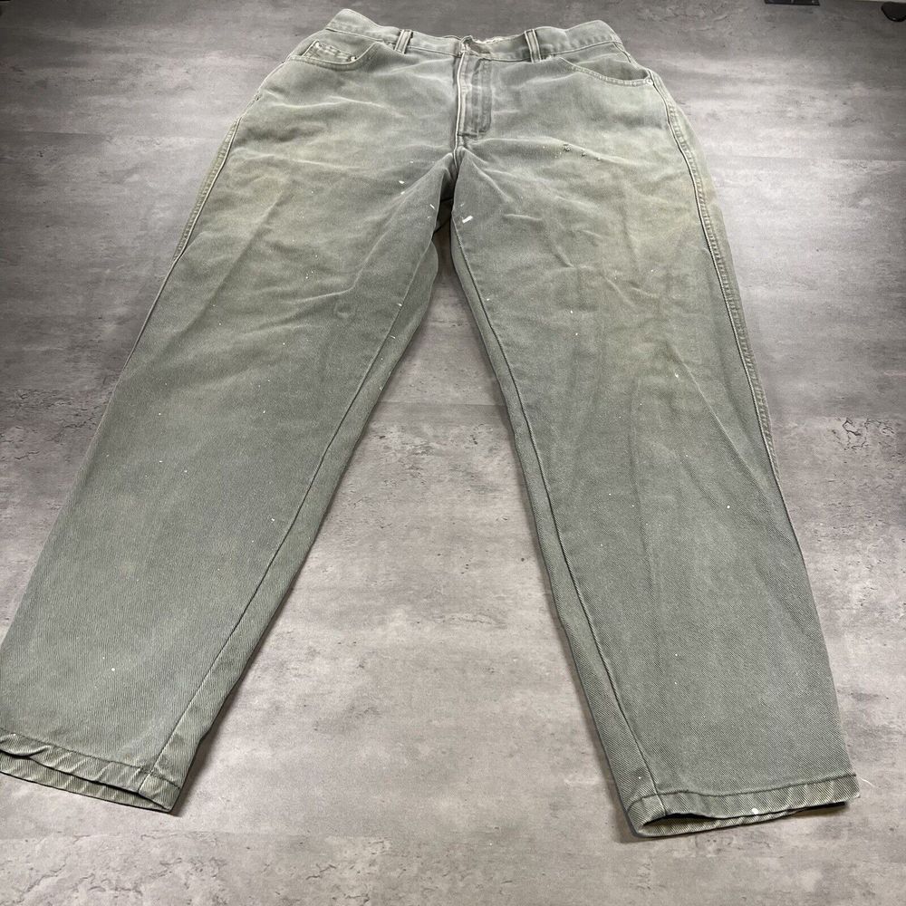 Vintage 90s Jeans Women 16 30x28 Olive Green Army Faded Denim Western Distressed